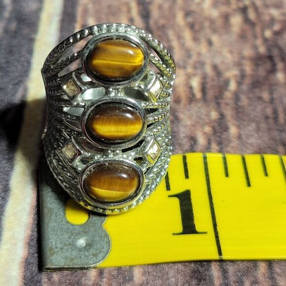 Yellow Tigers Eye Ring Size 7 - Picture 11 of 15